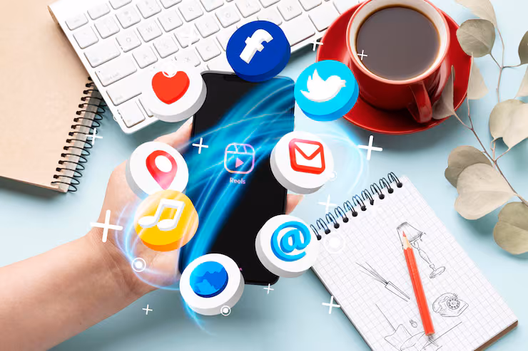 hand holding smartphone social media concept 23 2150208260